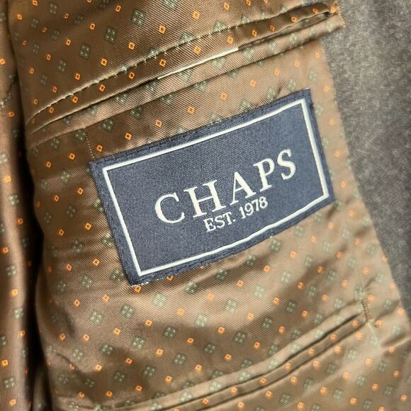 Chaps Dark Gray Single Breasted Two Button Classic Basic Career Blazer Size 44S - Picture 5 of 11